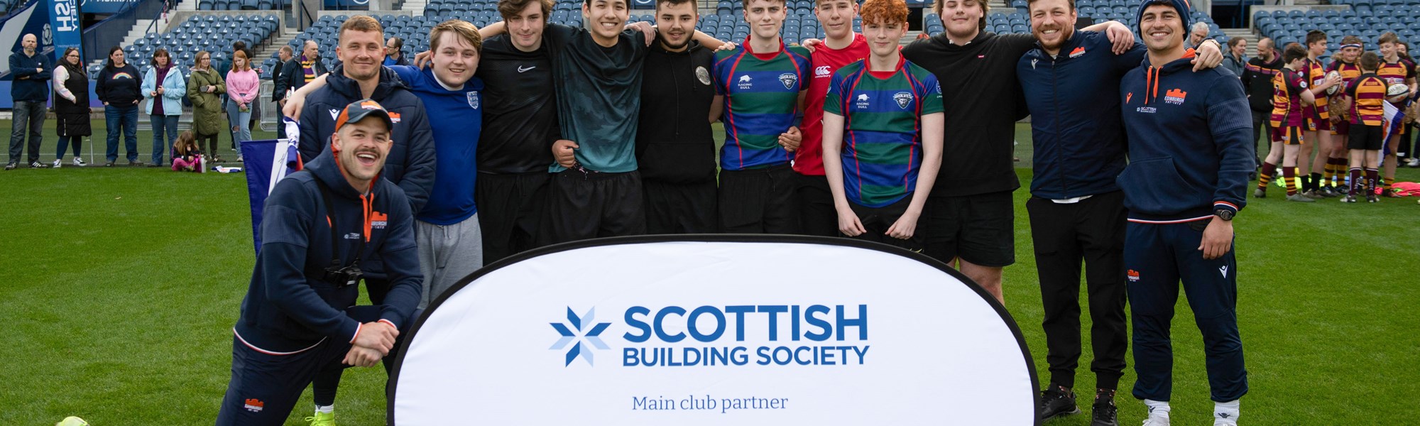 Background image: Junior Sides Train With Edinburgh Rugby Star Hamish Watson at BT Murrayfield